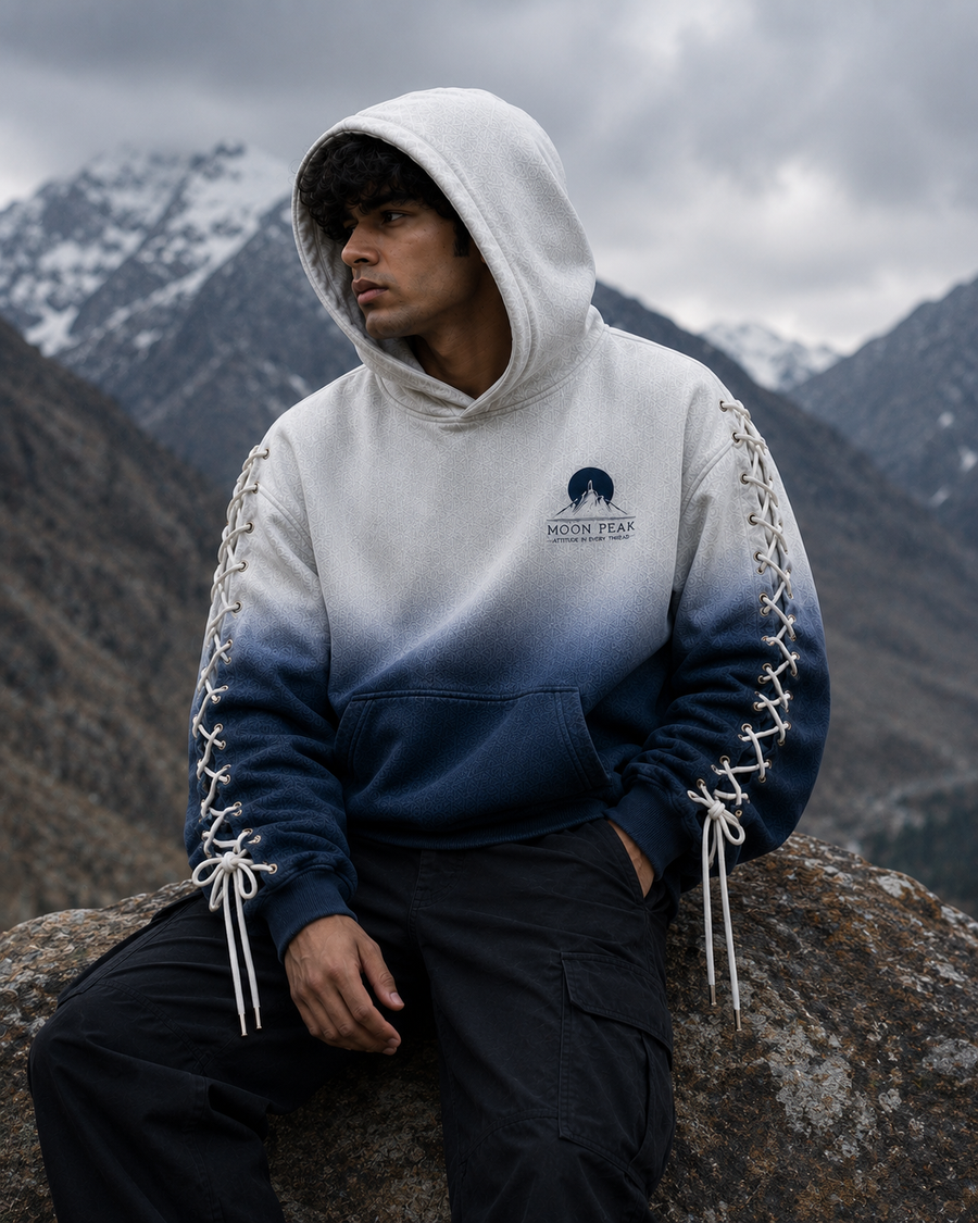 Ascent Laced Hoodie — Bone to Navy