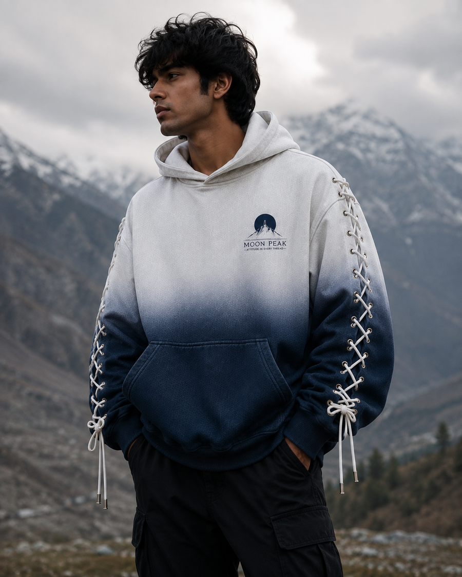 Ascent Laced Hoodie — Bone to Navy