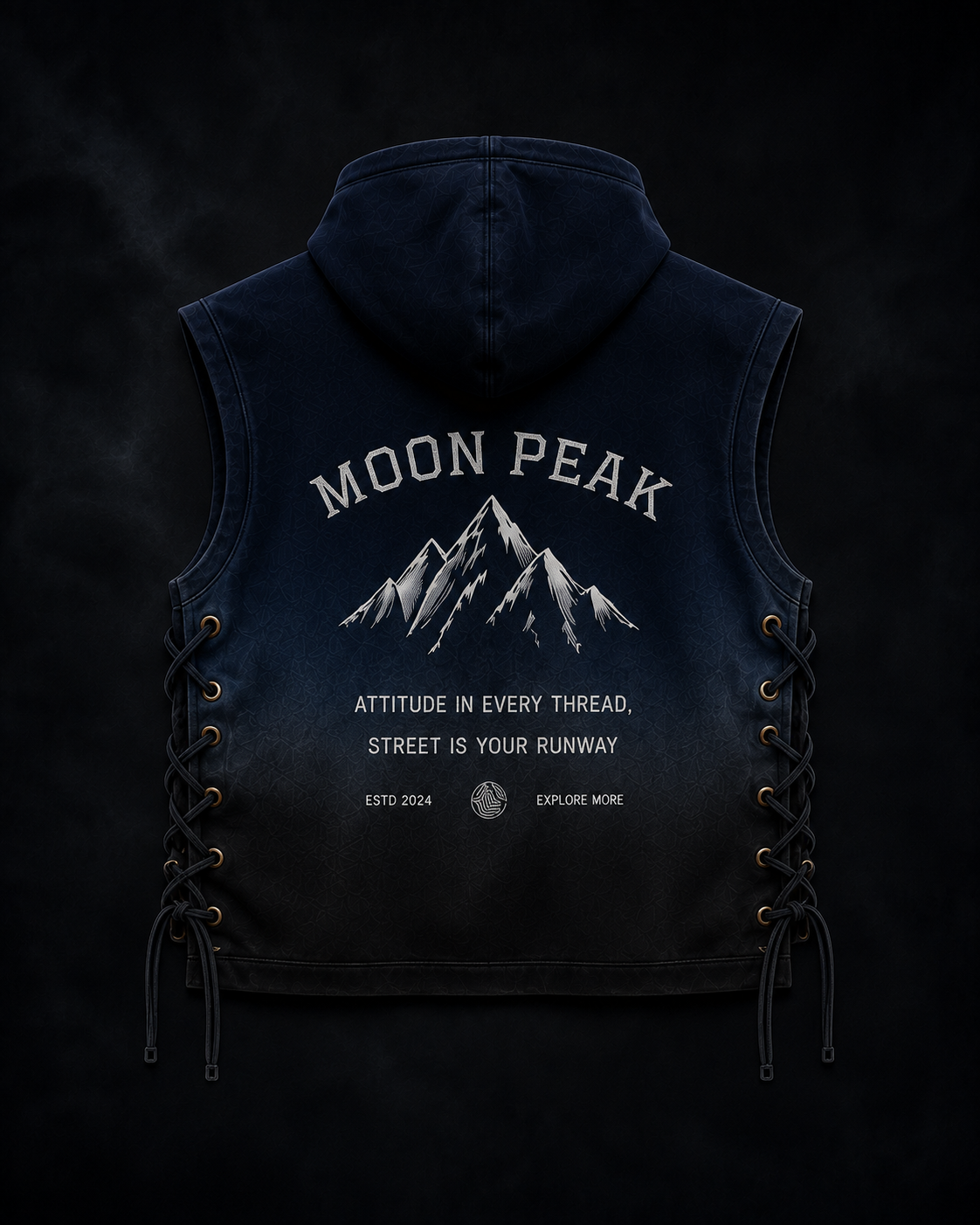 Ridgeline Sleeveless Hoodie — Navy to Black