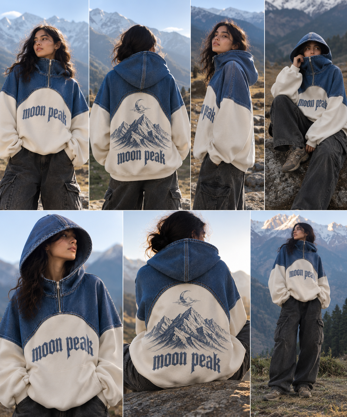 Summit Half-Zip Hoodie — Denim & Bone