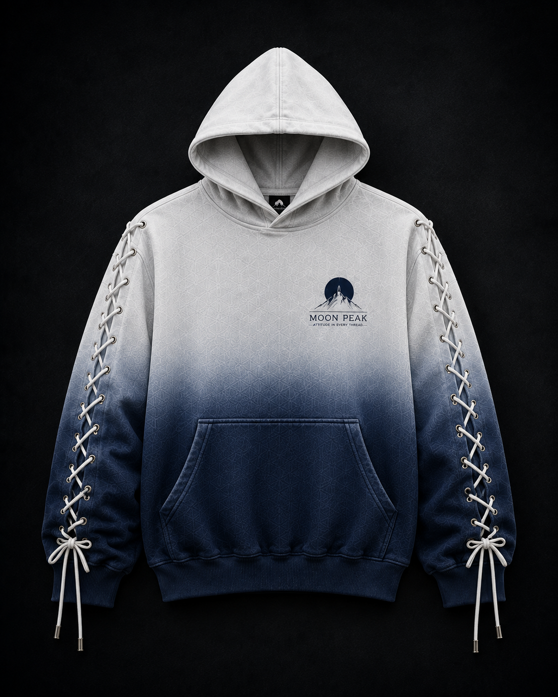 Ascent Laced Hoodie — Bone to Navy