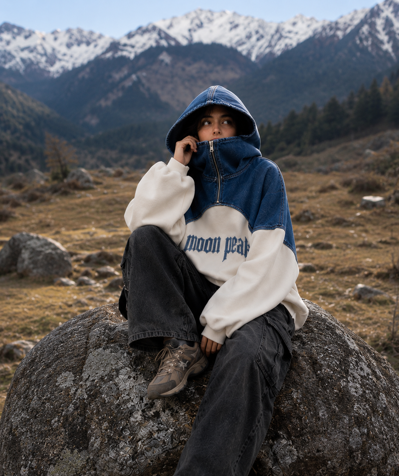 Summit Half-Zip Hoodie — Denim & Bone
