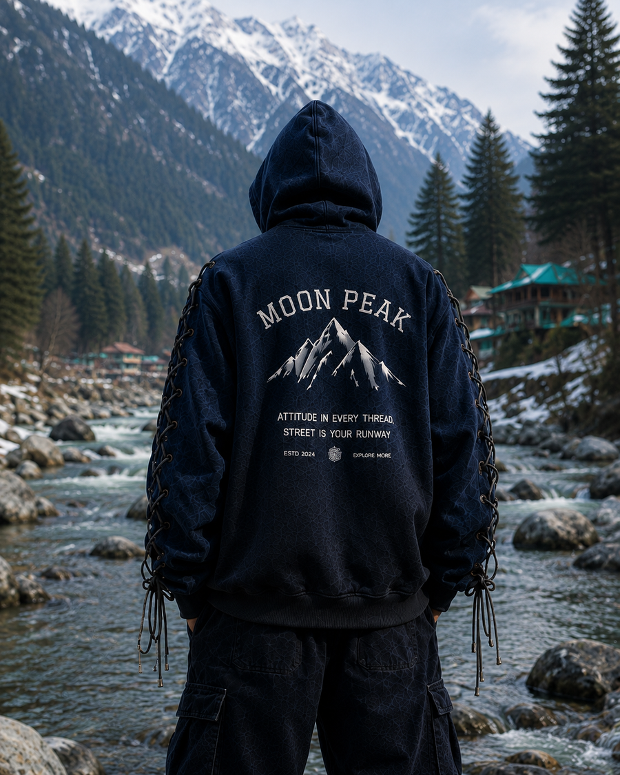 Laced Monogram Hoodie — Midnight Navy
