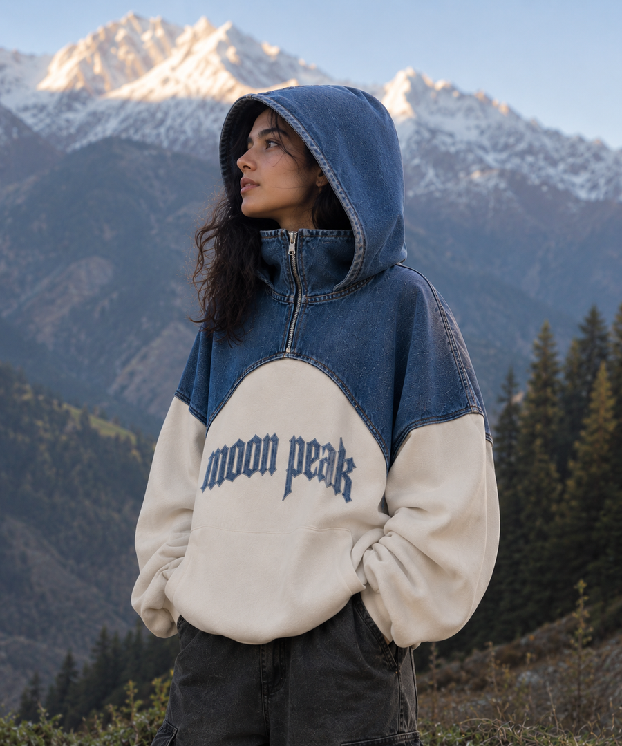 Summit Half-Zip Hoodie — Denim & Bone