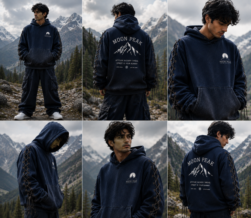 Laced Monogram Hoodie — Midnight Navy