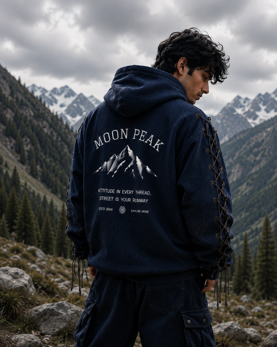 Laced Monogram Hoodie — Midnight Navy